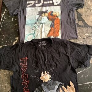 2 vintage licensed dragon ballz goku & frieza graphic black tee shirts sz small